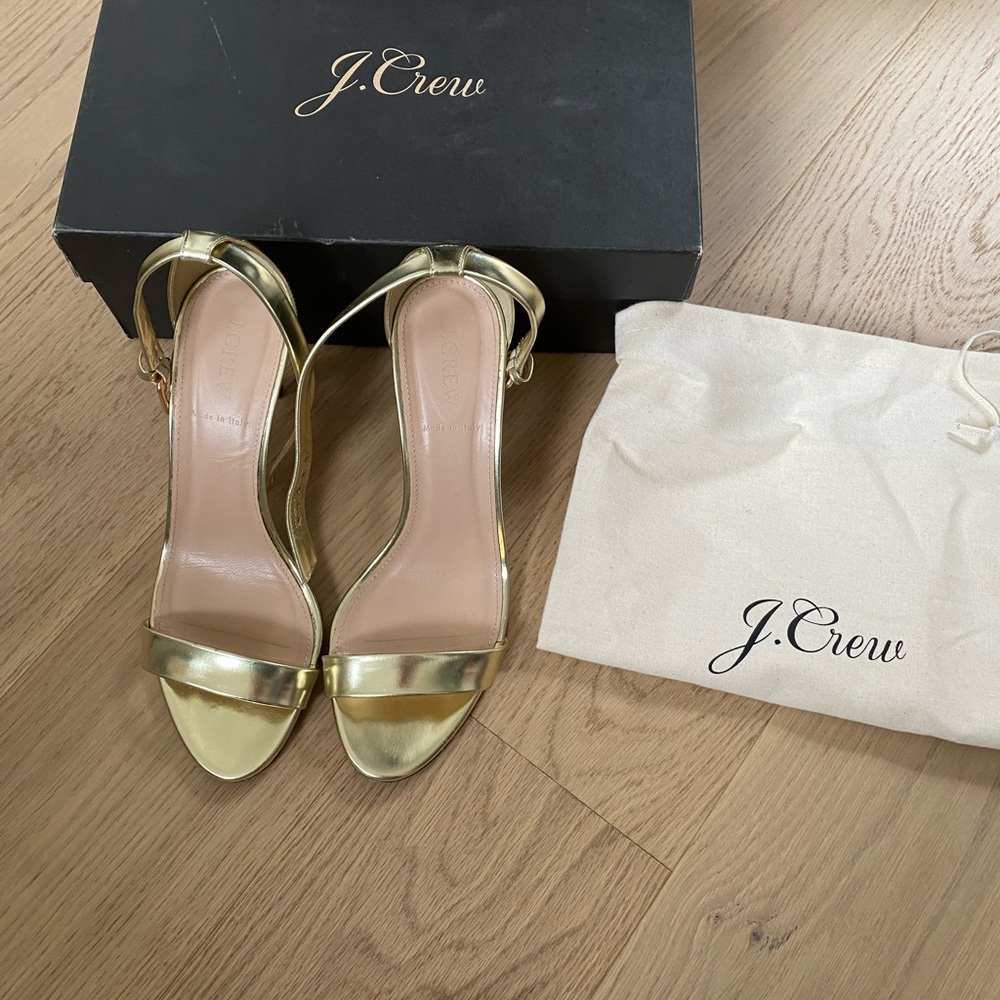 J. Crew Gold metallic High Heel Sandals